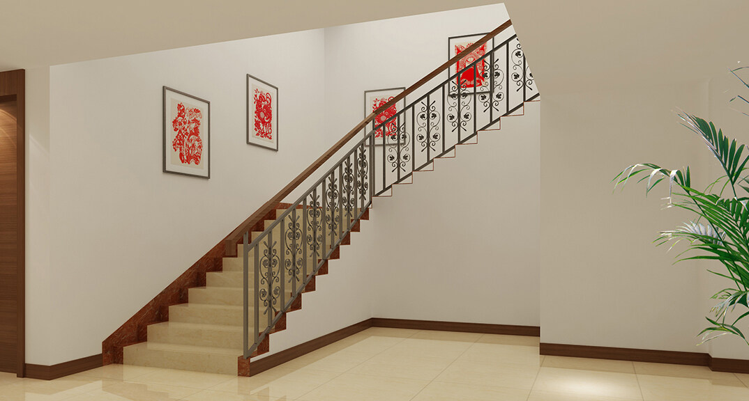 老年活动中心840㎡工装楼梯简约风格装修案例效果图