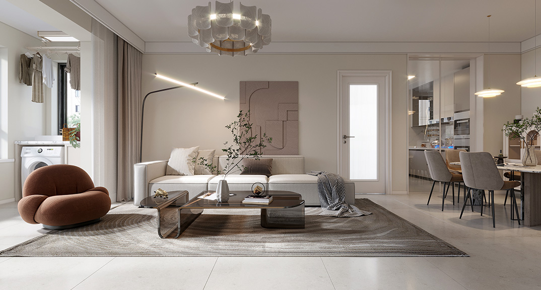 海韵广场128㎡三室两厅客厅沙发现代简约风格装修案例效果图.jpg